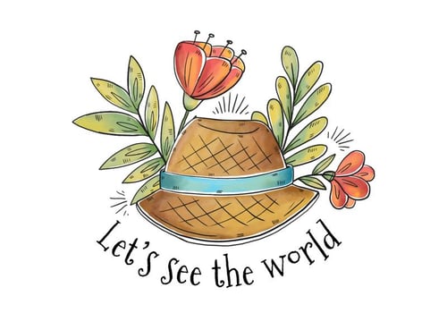 Watercolor Travel Hat Vector 