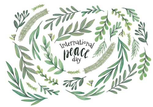 Vector Watercolor Leaves And Branches Celebrating International Peace Day