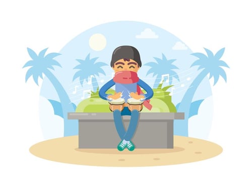 Street Musician Playing Bongo Illustration vector