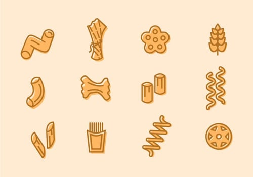 Pasta Various Doodle Icons vector