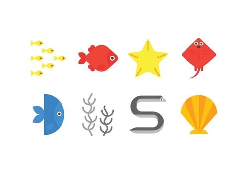 Sea life vector icons