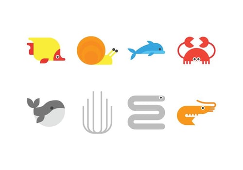 Sea life vector icons
