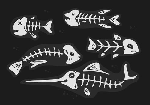 White Fishbone Underground Carton Vector Illustration