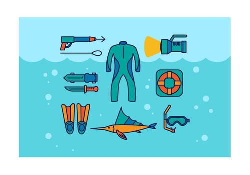 Free Spearfishing Vector Icons