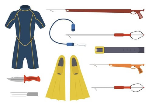 Flat Spearfishing Vectors