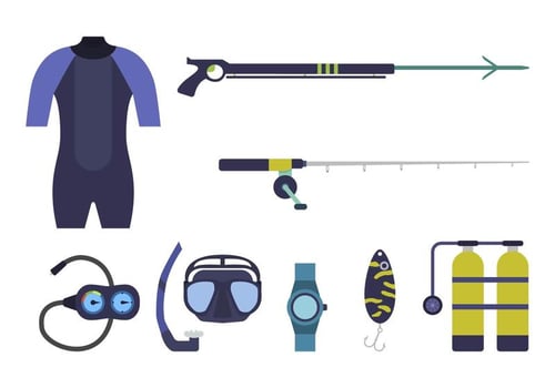 Flat Spearfishing Vectors