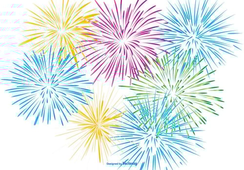 Colored Fireworks on White Background vector