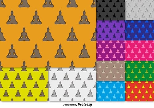 Vector Buddha Icon SEAMLESS Pattern Set