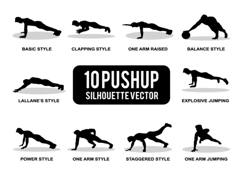 Pushup Silhouettes Vector