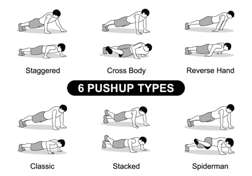 6 Pushup Types vector