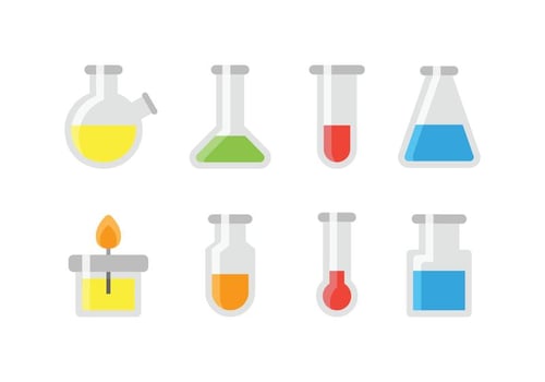 Chemical test tube and glassware icons vector
