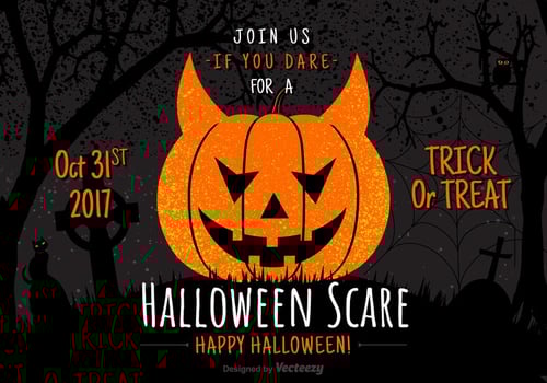 Happy Halloween Pumpkin 2017 Invitation Vector