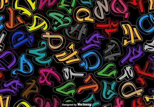 Colorful Seamless Pattern Of Graffiti Alphabet Letters  vector
