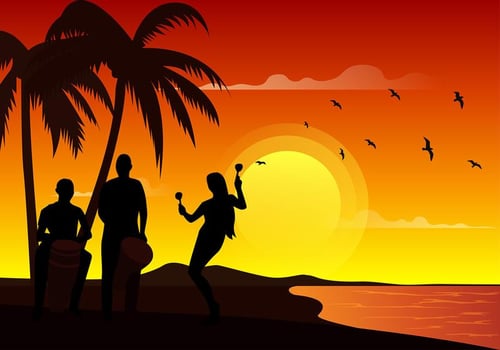 Beach Dancing Free Vector