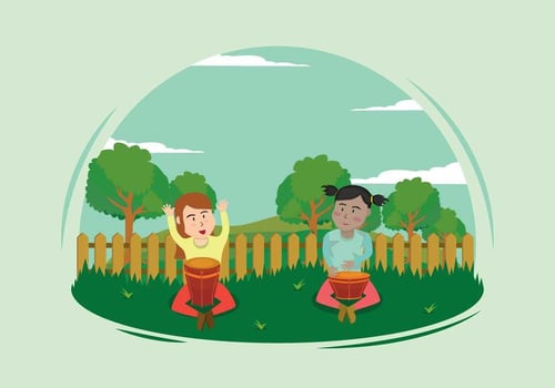 Kids Playing Bongo Illustration vector