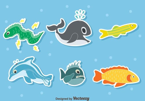 Cartoon Sea Creature Collection Vector