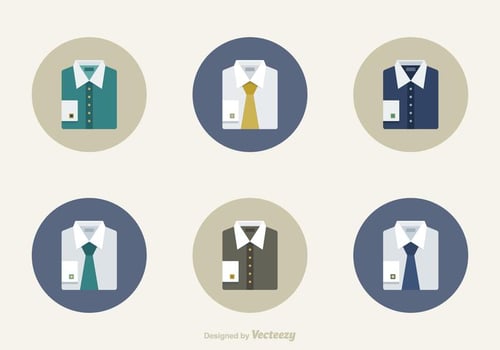 Collection Of Mens Folded Shirts Icons With Ties And Cufflink vector