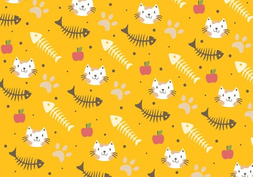 Fish Bone and Cat Pattern vector