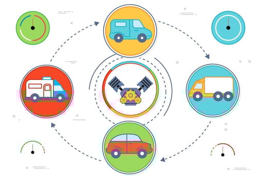 Flat Design Vector Car Icons 