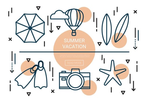 Linear Summer Vacation Vector Elements