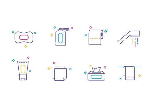 Simple Hygiene Line Icons vector