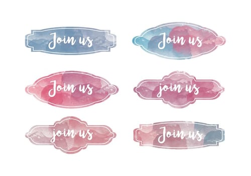Vector Set of Watercolor Join Us Tags