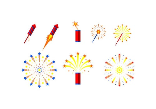 Flat Fireworks Free Vector