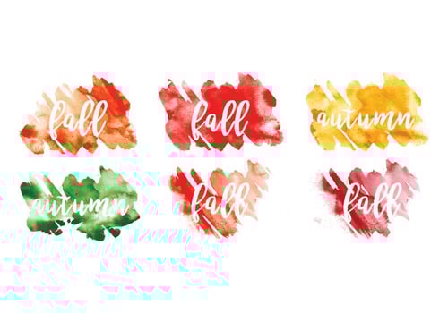 Vector Watercolor Fall Leaf Messages
