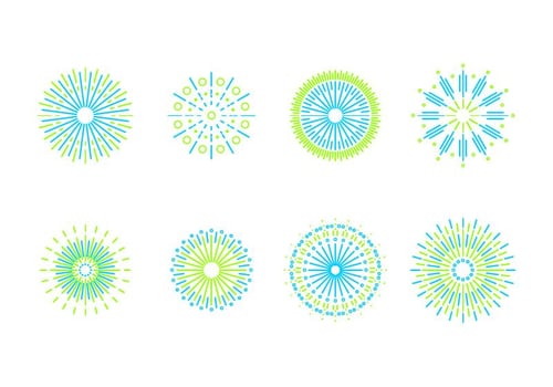 Line Art Fireworks Free Vector