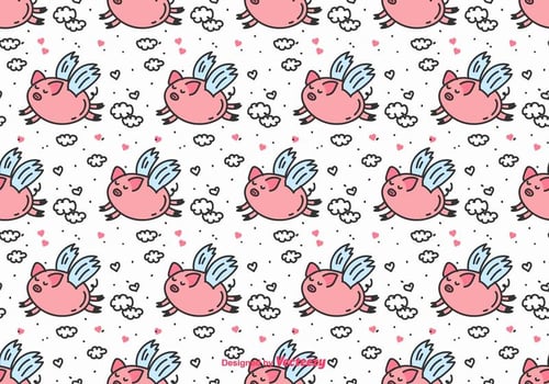 Flying Pig Vector Pattern