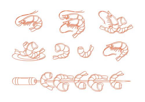 Prawns Icons Vector