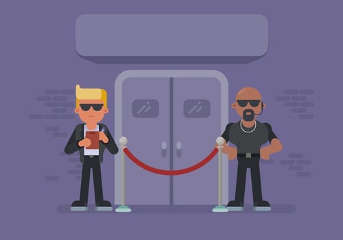 Two Bouncer Guarding Nightclub Door vector