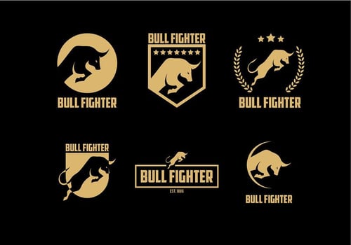 Bull Fighter Gold Logo Free Vector