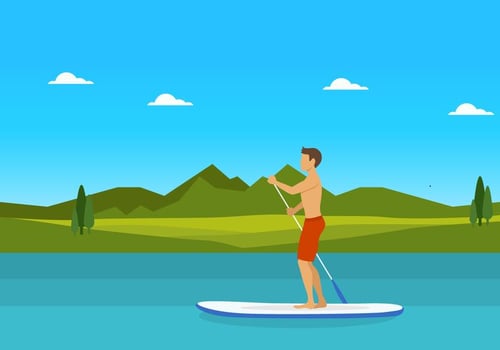 Man on Paddleboard Vector 
