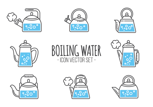 Boiling Water Icons Vector