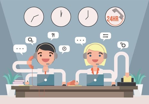 Call Center Man and Woman Illustration Vector
