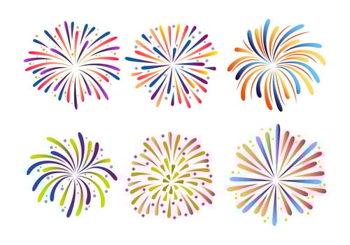 Fireworks White Background Vector Collection