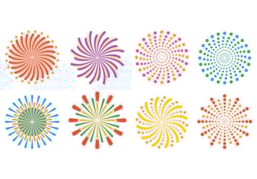 Set Of fireworks In White Background  vector