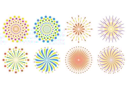 Set Of Fireworks In White Background  vector