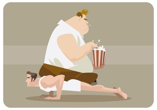 Funny Men Doing Pushups Vector