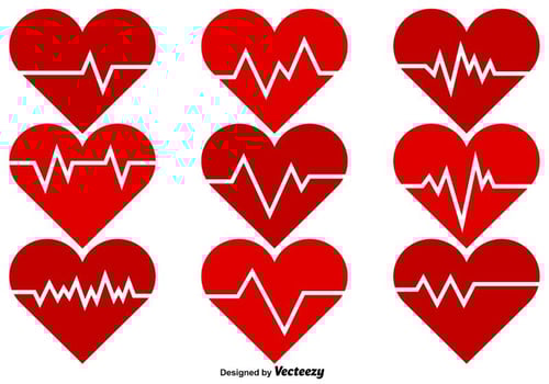 Vector Heart Rhythm Color Icons
