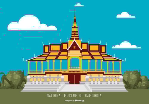 Flat Style Cambodia National Museum Illustration vector