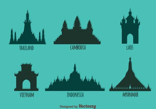 Southeast Asian Landmark Silhouette Vector