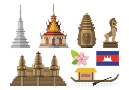 Set Of Cambodia Icon vector