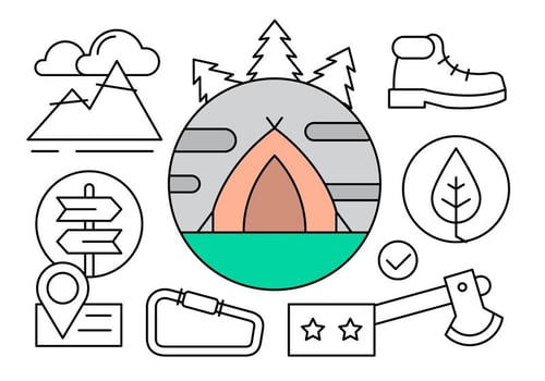 Linear Camping Illustration vector