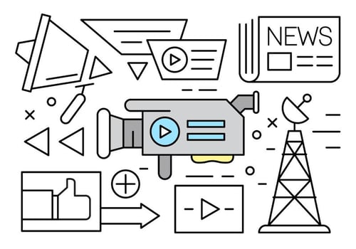 Linear Media Icon Collection vector
