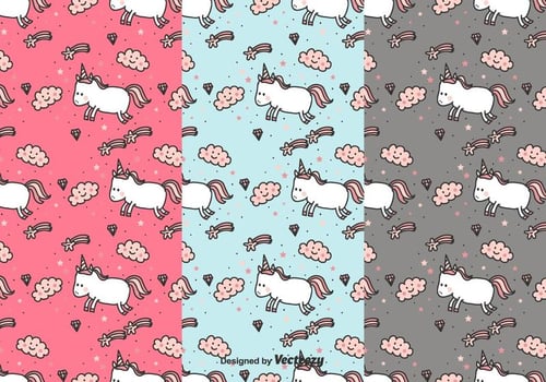 Doodle Unicorns Pattern vector