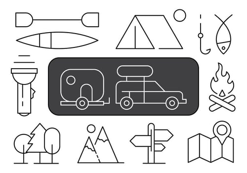 Linear Camping Illustration vector