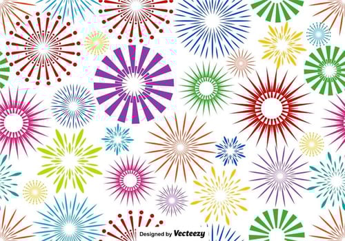 Vector Multicolored Firework Endless Pattern On White Background