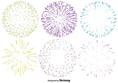 Vector Set Of Multicolored Firework Icons